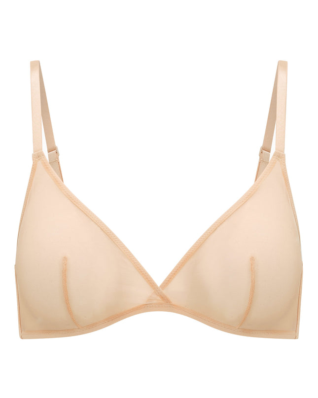 Beige Soft Mesh Single Layer Triangle Bra