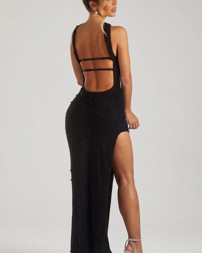 Black Embellished Bandeau Maxi Dress