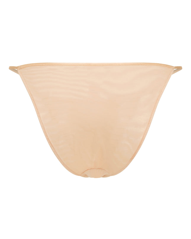 Beige Soft Mesh String Bikini
