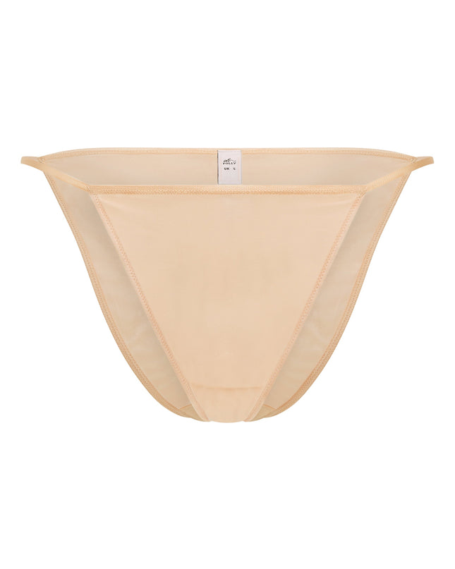 Beige Soft Mesh String Bikini