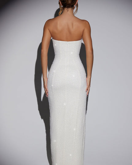 Snow Embellished Bandeau Cowl Neck Maxi Dress