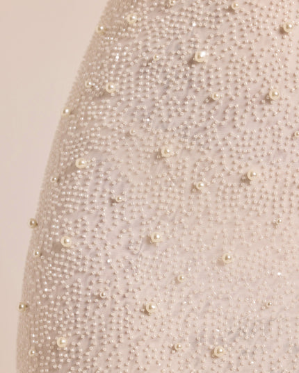 White Embellished Long Sleeve Backless Maxi Dress
