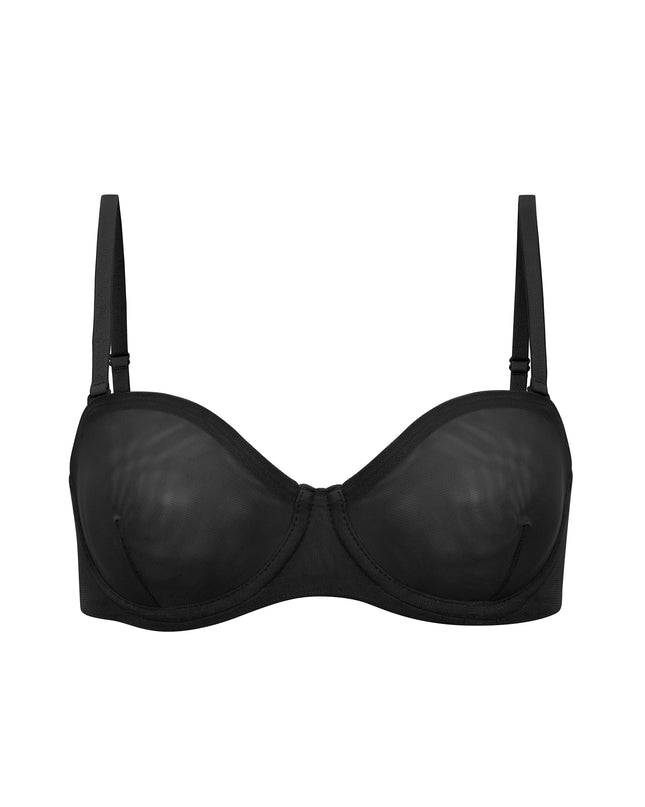 Black Soft Mesh Strapless Bra
