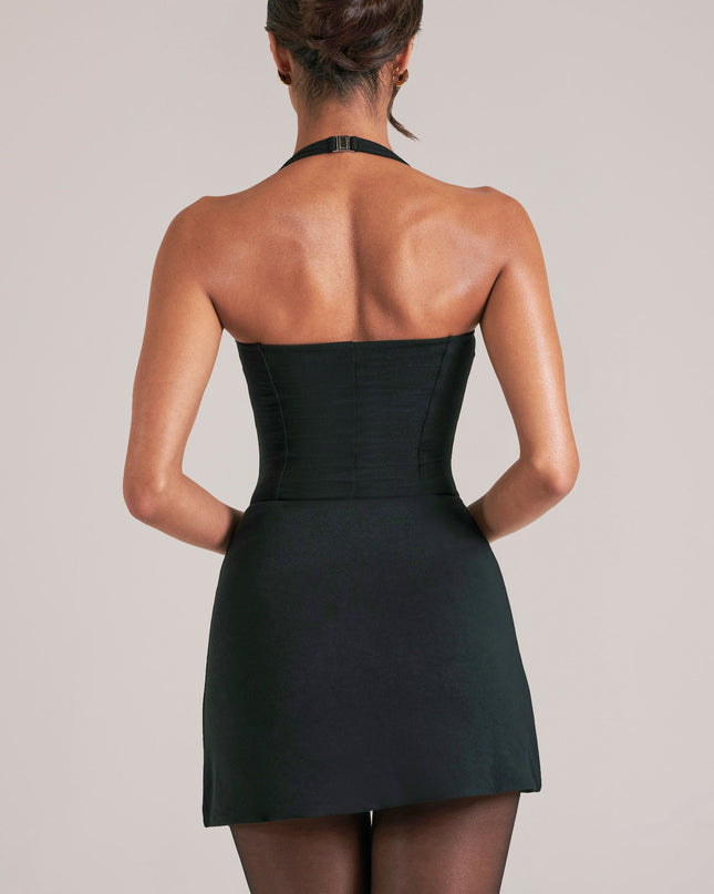 Black Mid-Rise Bodycon Ultra Mini Skirt with Split