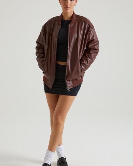 Brown Faux Leather Jacket
