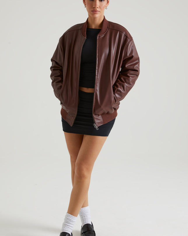 Brown Faux Leather Jacket