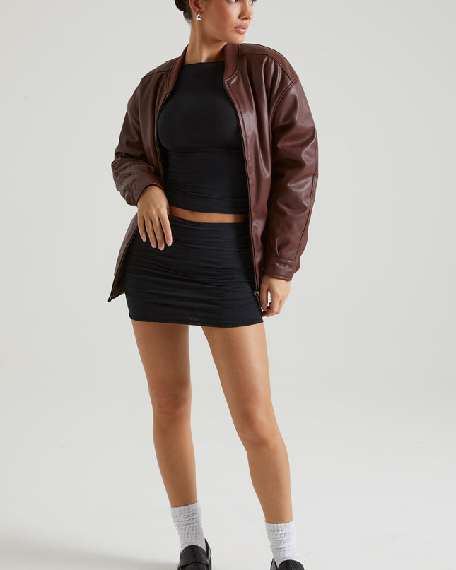 Brown Faux Leather Jacket