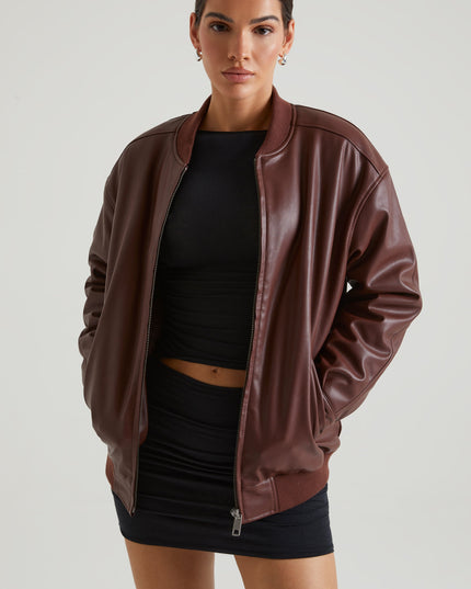 Brown Faux Leather Jacket
