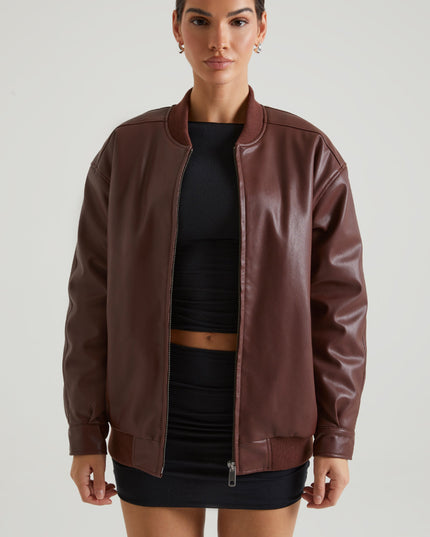 Brown Faux Leather Jacket