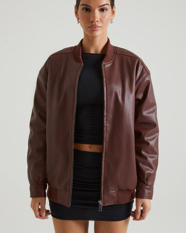 Brown Faux Leather Jacket