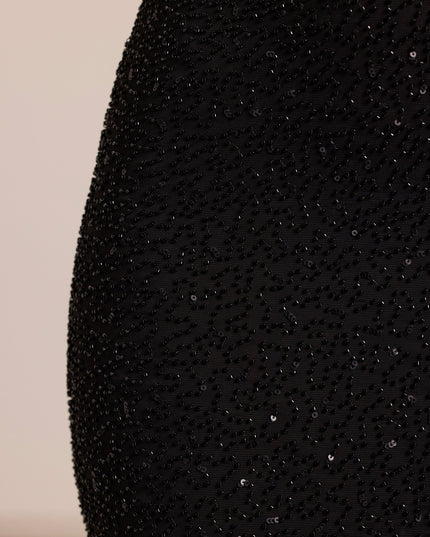 Black Embellished Cowl Neck Maxi Dress