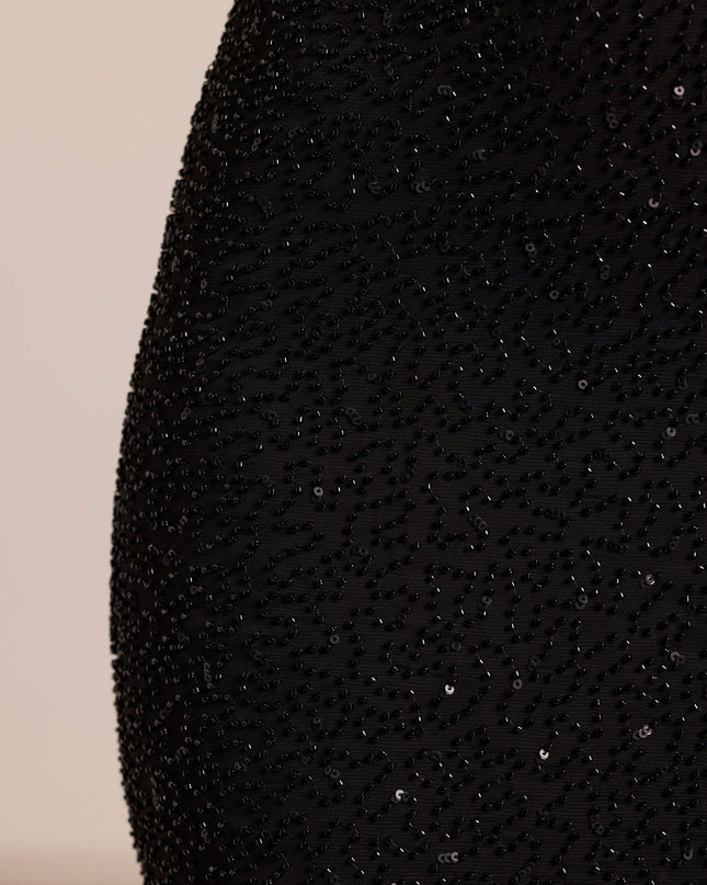 Black Embellished Cowl Neck Maxi Dress