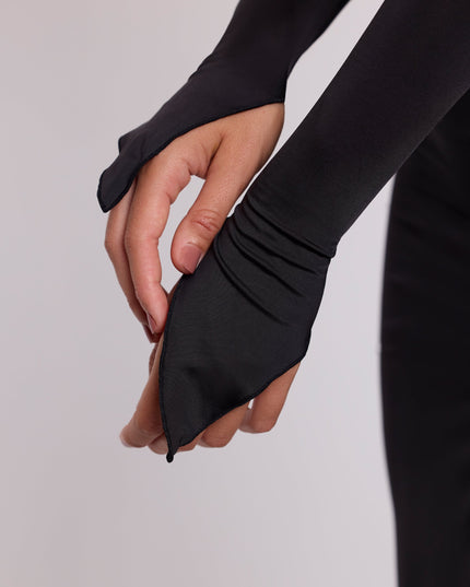 Black Hooded Long Sleeve Maxi Dress