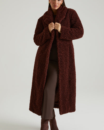 Brown Long Shearling Coat