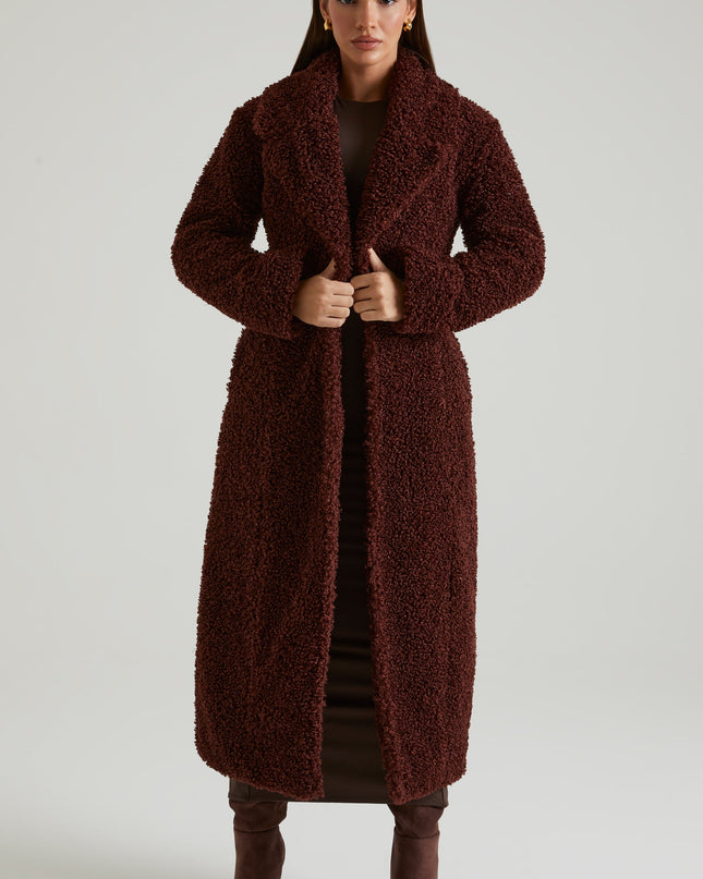 Brown Long Shearling Coat
