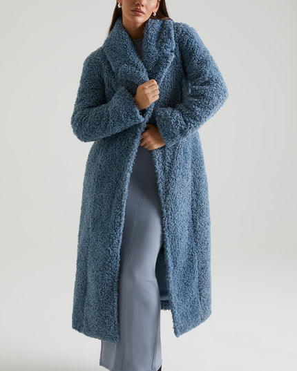 Blue Long Shearling Coat