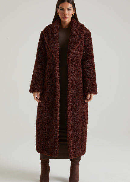 Brown Long Shearling Coat
