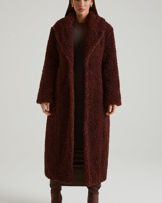Brown Long Shearling Coat