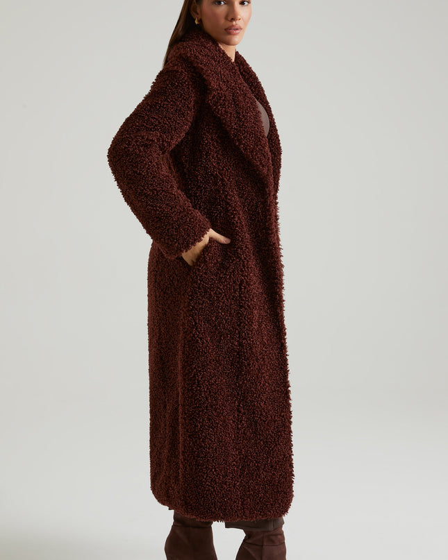 Brown Long Shearling Coat