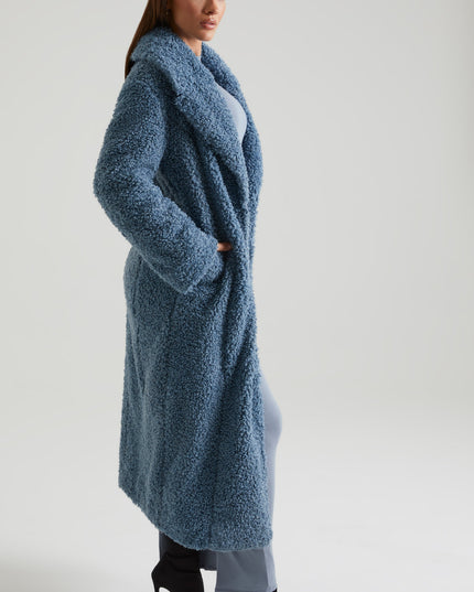 Blue Long Shearling Coat