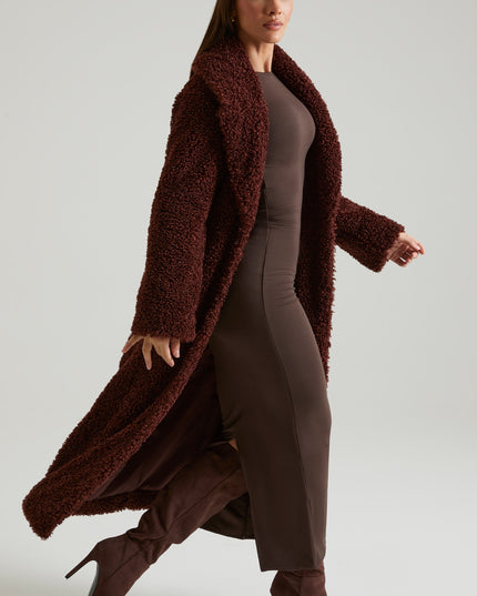 Brown Long Shearling Coat