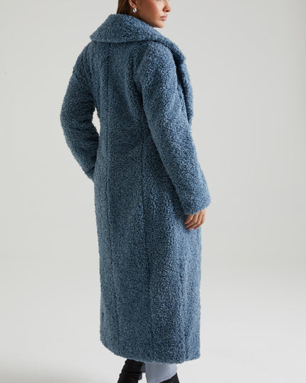 Blue Long Shearling Coat