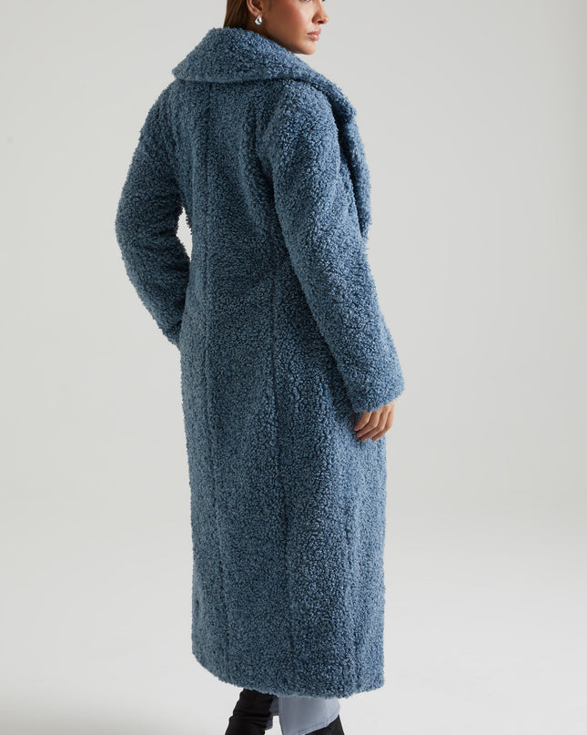 Blue Long Shearling Coat