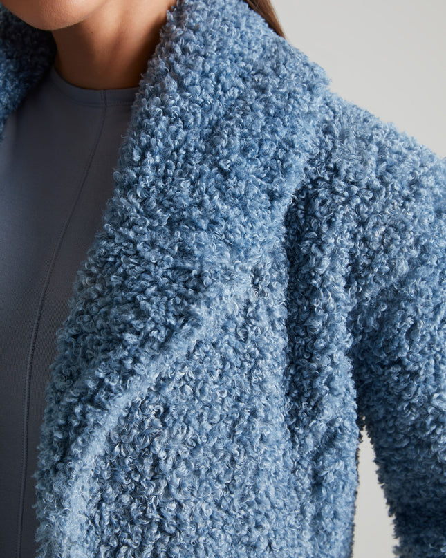 Blue Long Shearling Coat