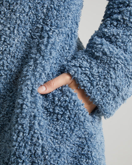 Blue Long Shearling Coat