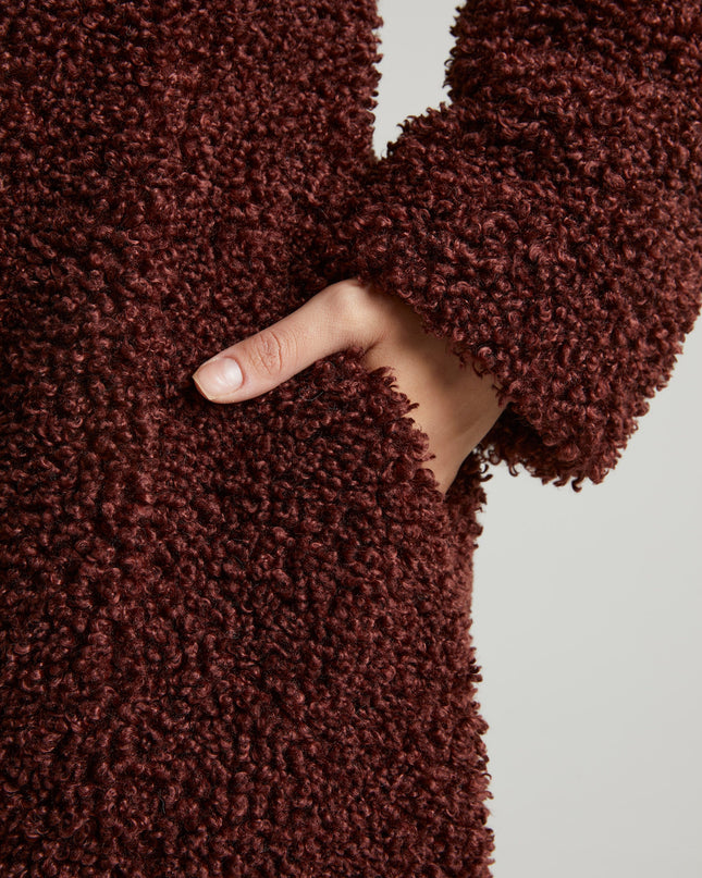 Brown Long Shearling Coat