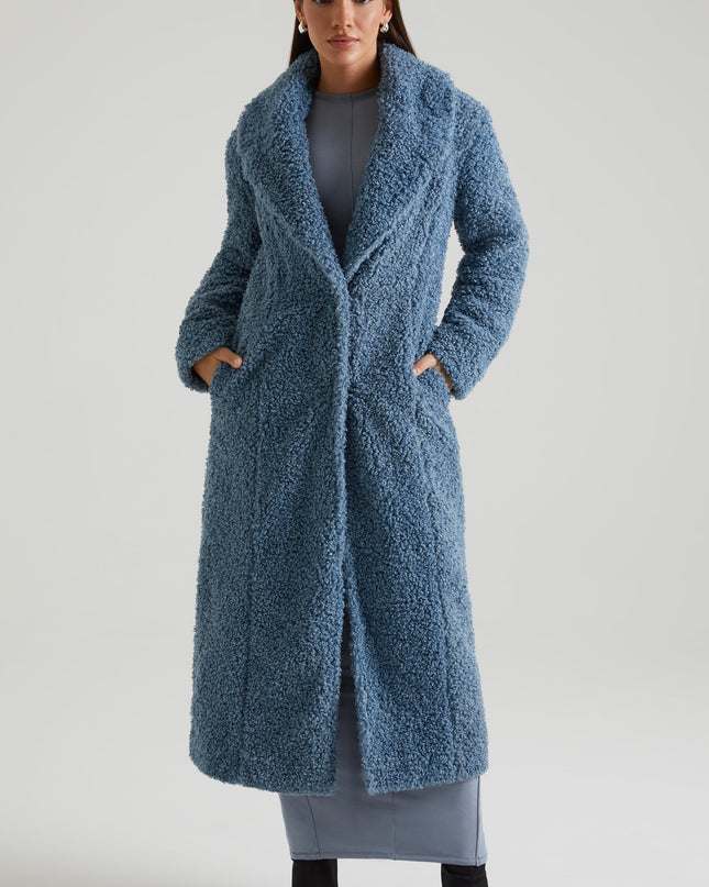 Blue Long Shearling Coat