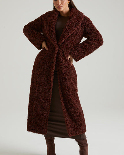 Brown Long Shearling Coat