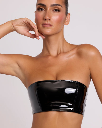 Black Vinyl Bandeau Bralette