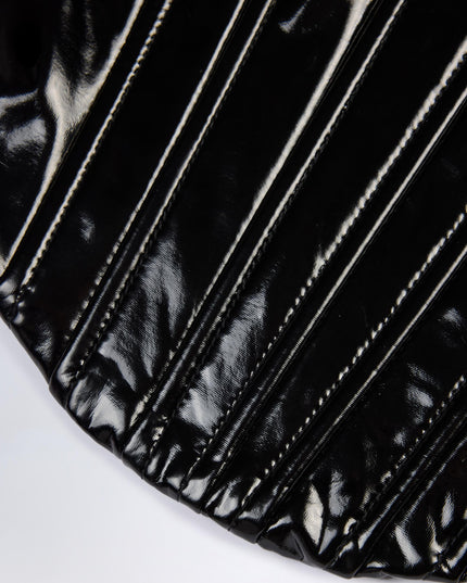 Black Vinyl Lace-Up Corset Top