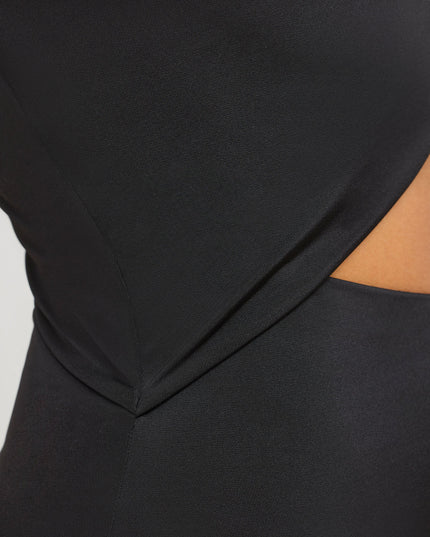 Black Jersey Asymmetric Cut Out Maxi Dress