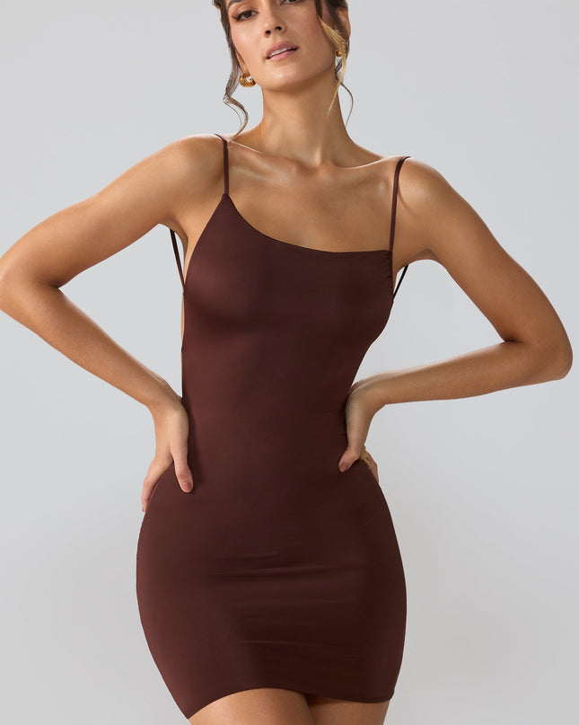 Espresso Slinky Jersey Open Back Mini Dress
