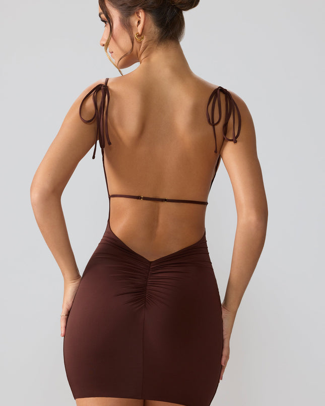 Espresso Slinky Jersey Open Back Mini Dress