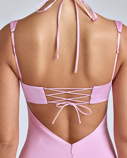 Bubblegum Pink Cowl-Neck A-Line Mini Dress