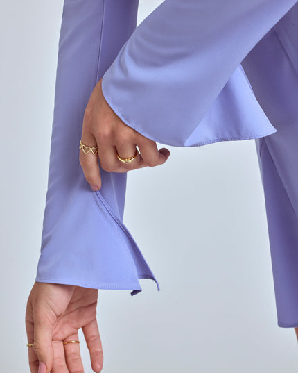 Blue Lavender Long Sleeve Godet Mini Dress
