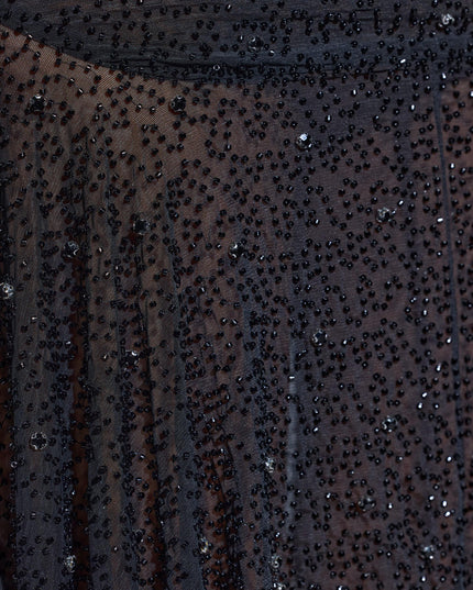 Black Embellished Handkerchief Hem Skirt