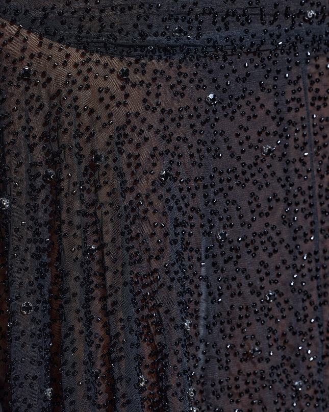 Black Embellished Handkerchief Hem Skirt