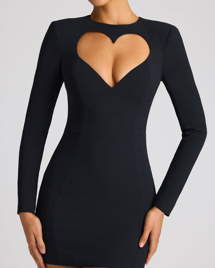 Black Heart Cut Out Long Sleeve Mini Dress