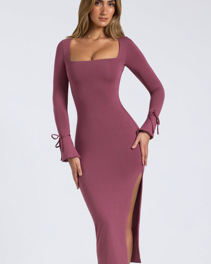 Plum Modal Square-Neck Midaxi Dress