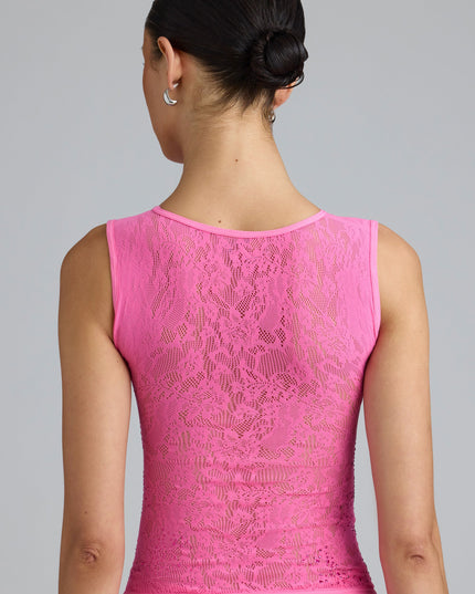 Bubblegum Pink Embellished Lace-Up High-Neck Top