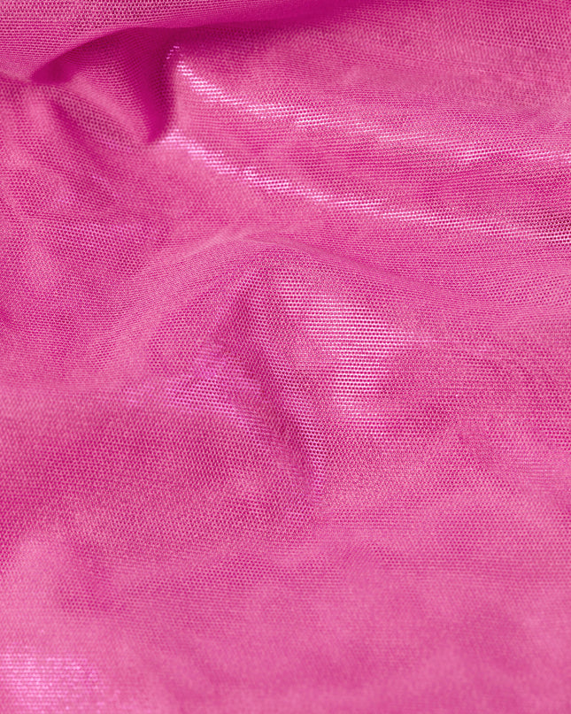 Bubblegum Pink Metallic Ruffle Low-Rise Flared Trousers