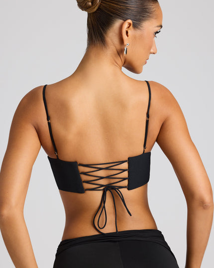 Black Embellished Statement Heart Shaped Crop Top