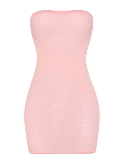 Pink Soft Sheer-Mesh Bandeau Mini Slip Dress