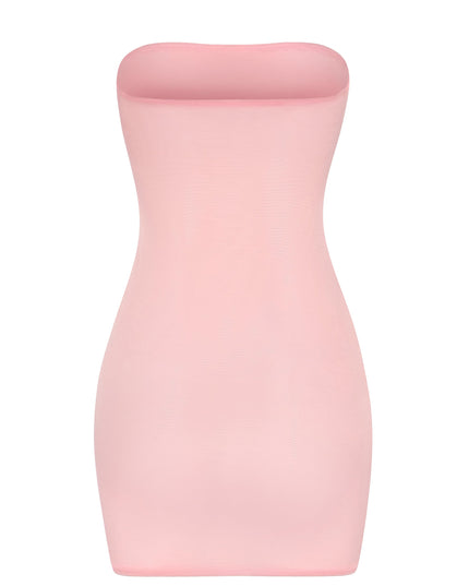 Pink Soft Sheer-Mesh Bandeau Mini Slip Dress