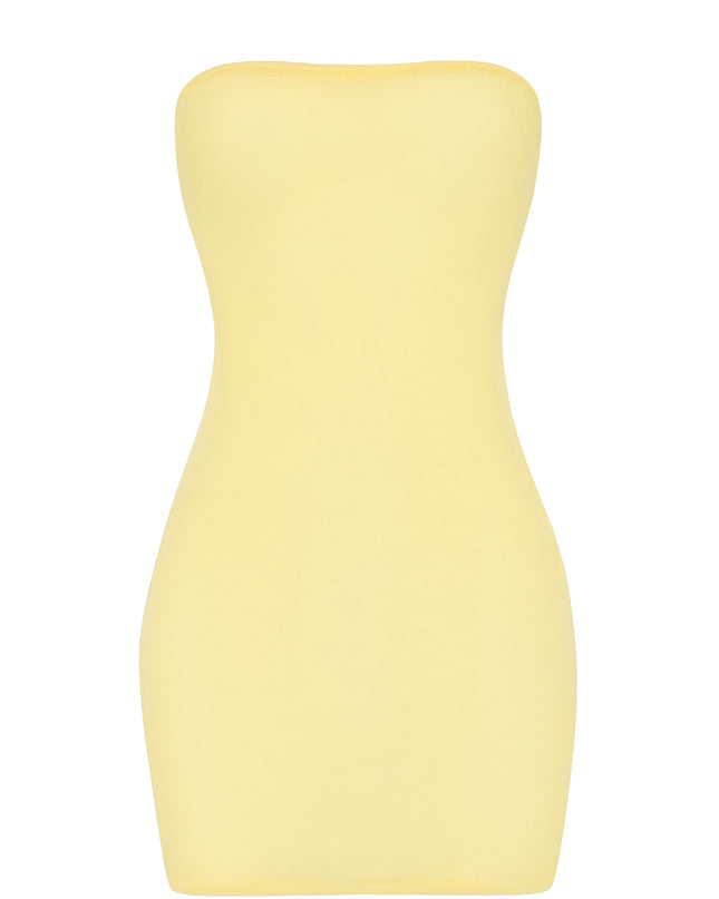 Yellow Soft Sheer-Mesh Bandeau Mini Slip Dress