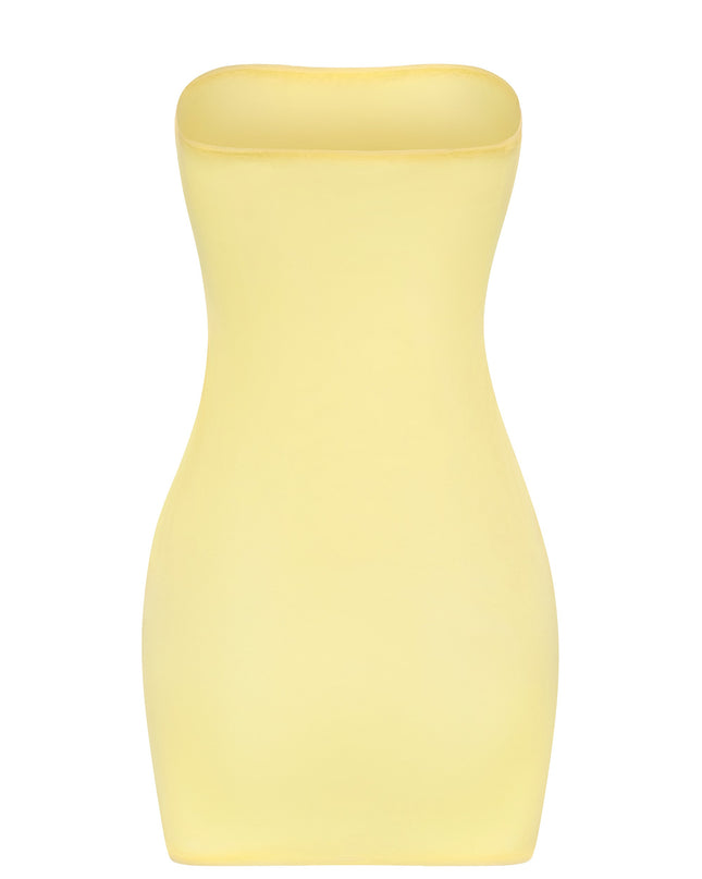 Yellow Soft Sheer-Mesh Bandeau Mini Slip Dress